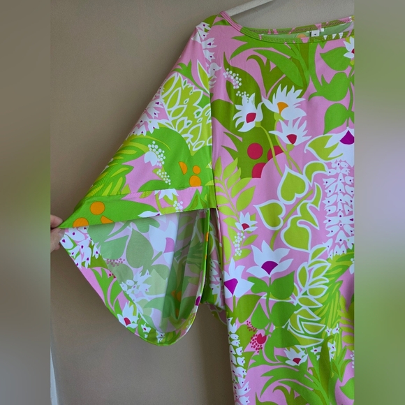 Trina Turk Vibrant Green and Pink Mini Dress Swim Cover Up - Picture 5 of 7